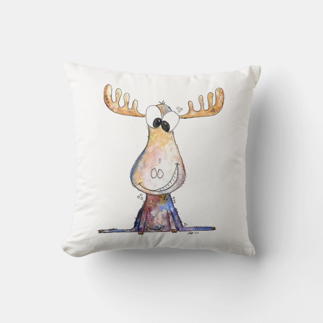 Cute Whimsical Moose Cushion (Front)