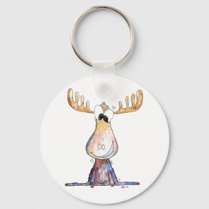Cute Whimsical Moose Key Ring
