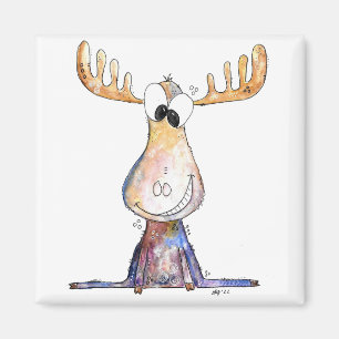 Cute Whimsical Moose Magnet