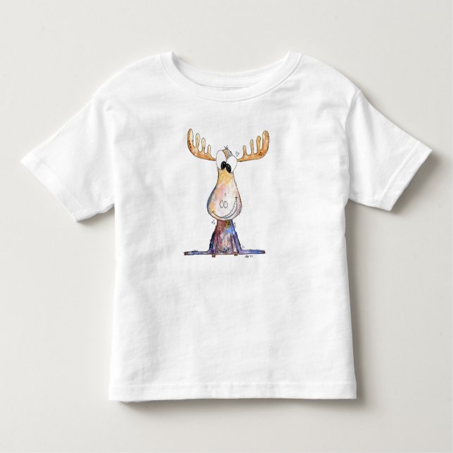 Cute Whimsical Moose Toddler T-Shirt (Front)