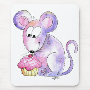 Cute Whimsical Mouse with a Cupcake Pad