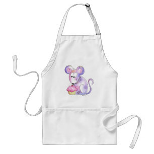 Cute Whimsical Mouse with a Cupcake Standard Apron