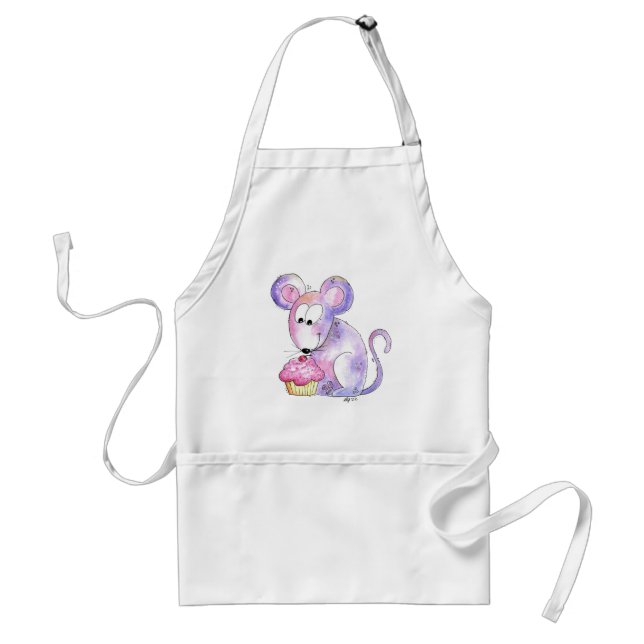 Cute Whimsical Mouse with a Cupcake Standard Apron (Front)