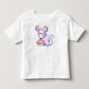 Cute Whimsical Mouse with a Cupcake Toddler T-Shirt