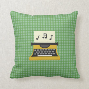 Cute Whimsical Music Note Typewriter Cushion