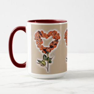 Cute Whimsical Orange Rose flower Heart Mug