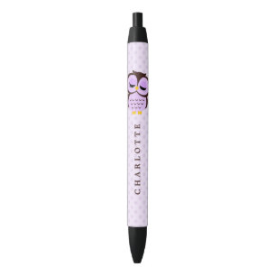 Cute Whimsical Owl Black Ink Pen