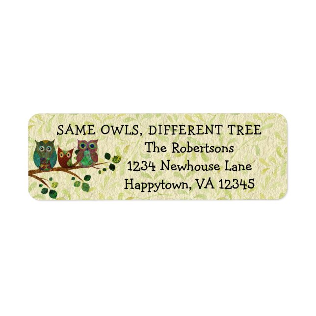 Cute Whimsical Owls New Home Return Address Label (Front)