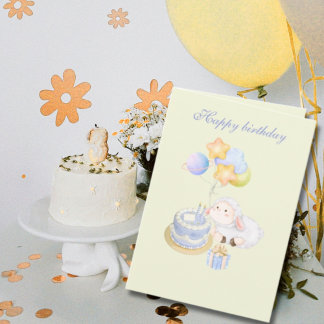 Cute  whimsical Pastel Lamb Birthday Design Card