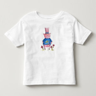 Cute Whimsical Patriotic Pig Toddler T-Shirt