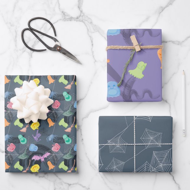 Cute whimsical pattern of Halloween Wrapping Paper Sheet (Front)