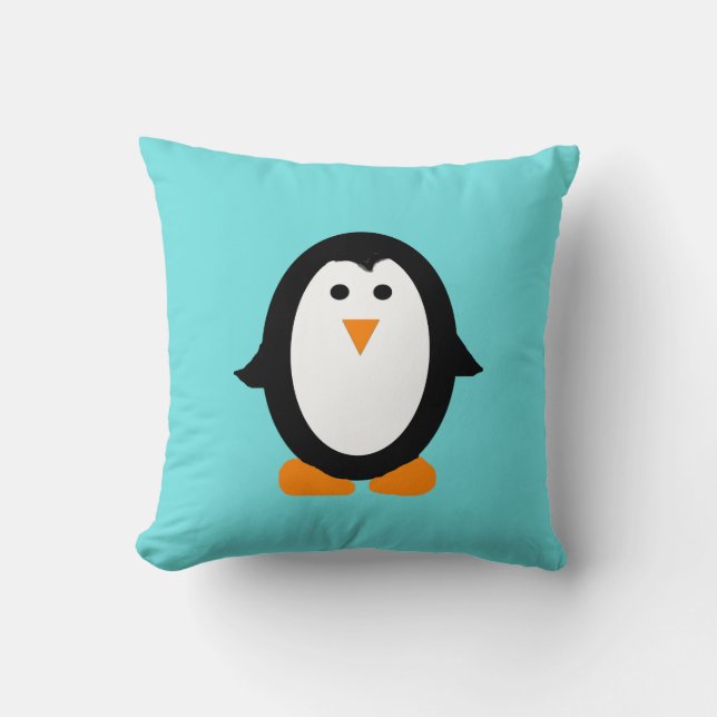 Cute Whimsical Penguin Pillow (Front)