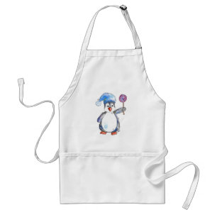 Cute Whimsical Penguin with a Lollipop Standard Apron
