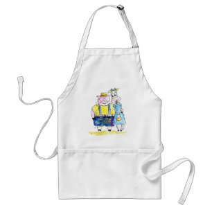 Cute Whimsical Pig and Cow Standard Apron