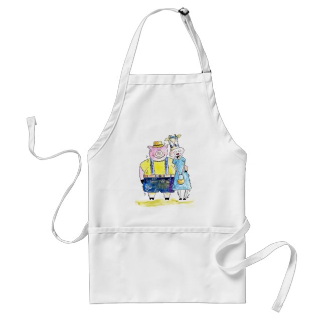 Cute Whimsical Pig and Cow Standard Apron (Front)