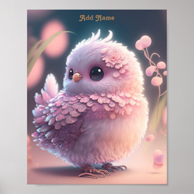 Cute Whimsical Pink Baby Owl Nursery Printable  Poster (Front)