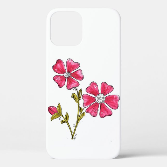 Cute Whimsical Pink Flowers Case-Mate iPhone Case (Back)