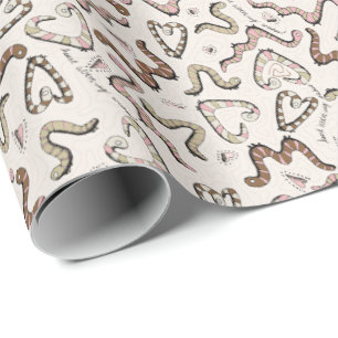 Cute & Whimsical Pink Heart Worm-ing Wishes Baby Wrapping Paper