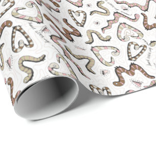 Cute & Whimsical Pink Heart Worm-ing Wishes Baby Wrapping Paper