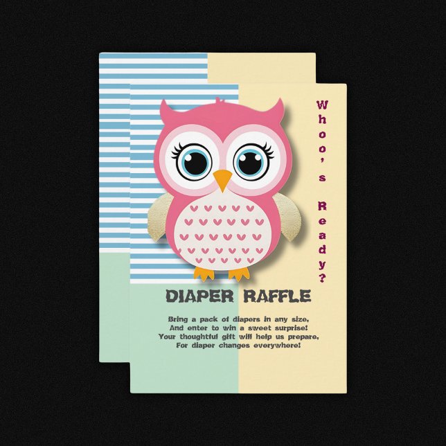 Cute Whimsical Pink Owl Baby Shower Enclosure Card (Creator Uploaded)