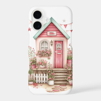 CUTE WHIMSICAL PINK SEASIDE BEACH HUT