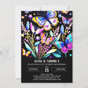 Cute Whimsical Printable Butterfly Birthday Invitation