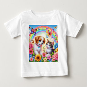 Cute/whimsical puppy/kitten rainbow baby T-Shirt