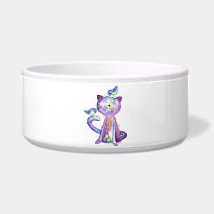 Cute Whimsical Purple Cat with Birds