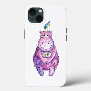 Cute Whimsical Purple Hippo iPhone 13 Case