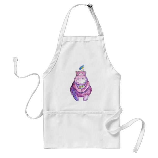 Cute Whimsical Purple Hippo Standard Apron (Front)