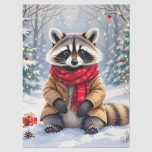 Cute Whimsical Racoon Christmas   Tissue Paper