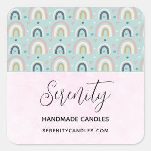 Cute Whimsical Rainbow Pattern Business Square Sticker