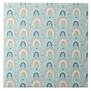 Cute Whimsical Rainbow Pattern Ceramic Tile