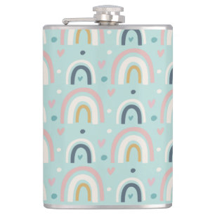 Cute Whimsical Rainbow Pattern Hip Flask