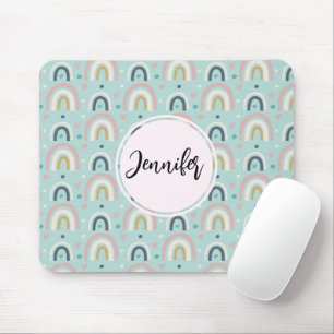 Cute Whimsical Rainbow Pattern Mouse Pad