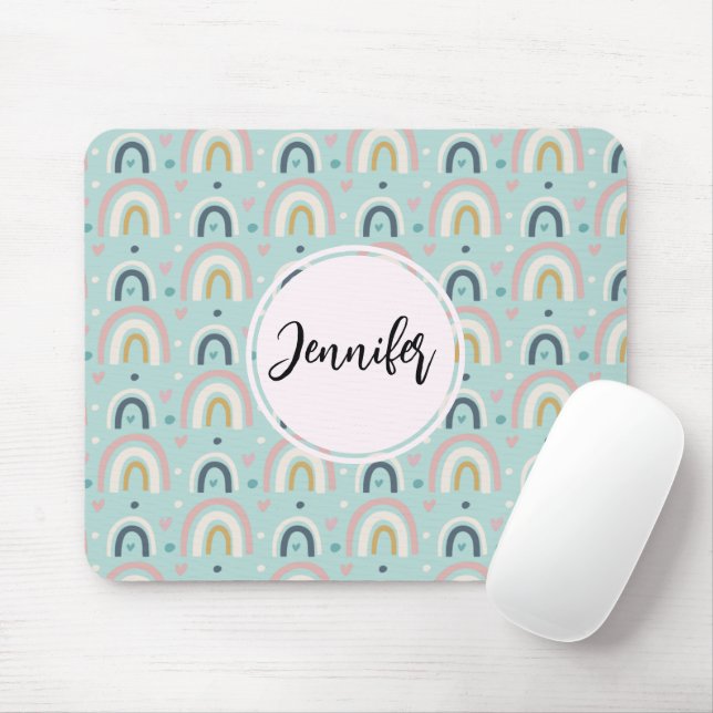 Cute Whimsical Rainbow Pattern Mouse Pad (With Mouse)