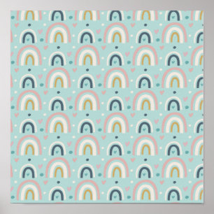 Cute Whimsical Rainbow Pattern Poster