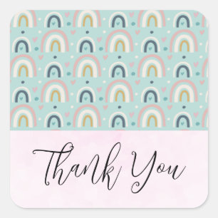 Cute Whimsical Rainbow Pattern Square Sticker