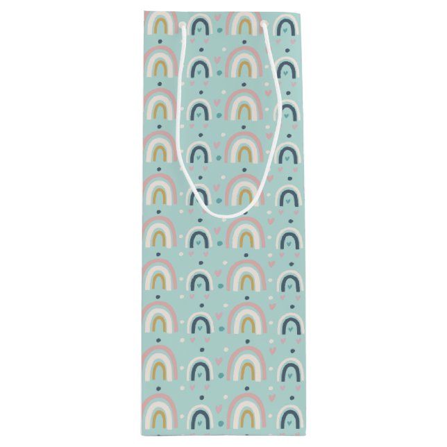 Cute Whimsical Rainbow Pattern Wine Gift Bag (Front)