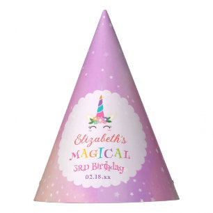 Cute Whimsical Rainbow Unicorn Magical Birthday Party Hat