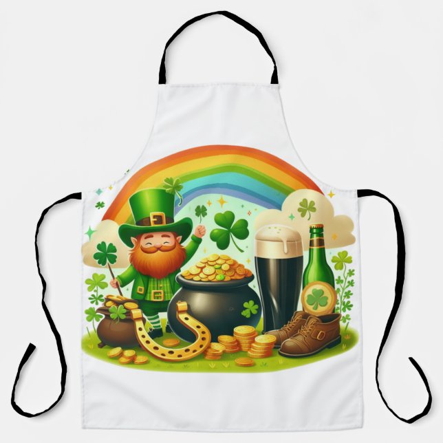 Cute, whimsical Saint Patrick's Day Apron (Front)