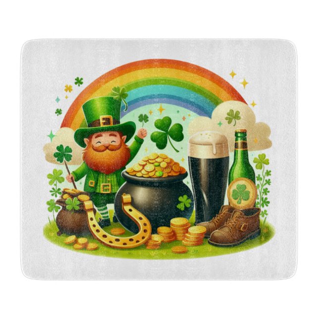 Cute, whimsical Saint Patrick's Day Cutting Board (Front)