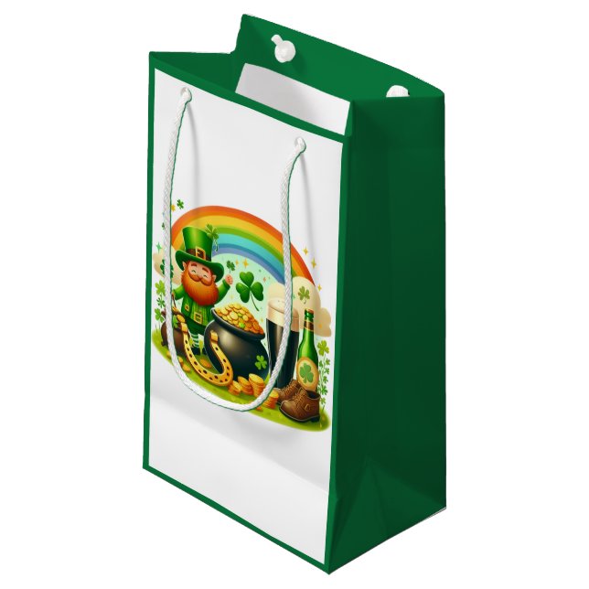 Cute, whimsical Saint Patrick's Day Small Gift Bag (Front Angled)