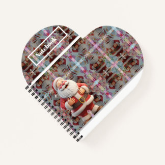 Cute Whimsical Santa Claus with Floral Notebook