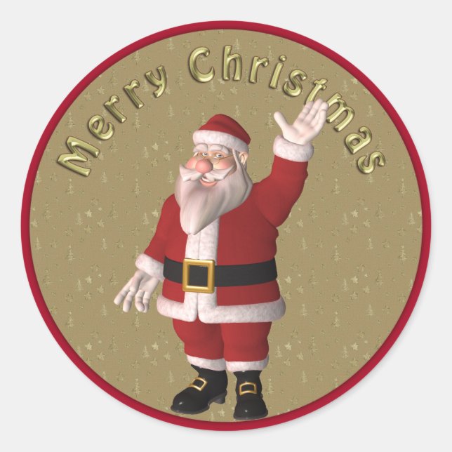 Cute, whimsical Santa design Classic Round Sticker (Front)