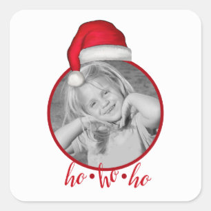 Cute Whimsical Santa Holiday Christmas Photo Square Sticker