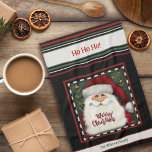 Cute Whimsical Santa Personalised Christmas  Tea Towel<br><div class="desc">Cute Personalised Santa tea towel. These Merry Christmas kitchen towels are perfect to add some holiday spirit to your kitchen. Pair it with a bottle of wine and it makes a great Christmas gift for friends, family, coworkers, neighbours, etc. The personalised name annd holiday message area can be changed to...</div>