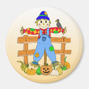 Cute Whimsical Scarecrow Halloween or Autumn Magnet