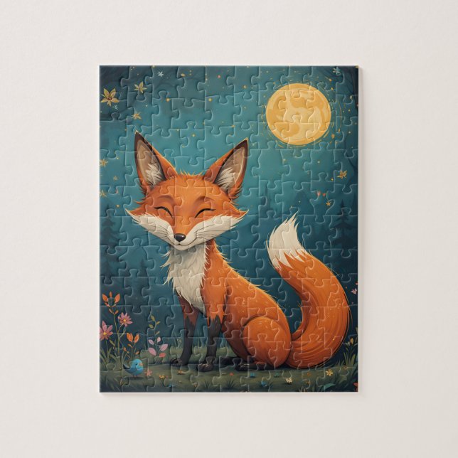 Cute Whimsical Sitting Fox Jigsaw Puzzle (Vertical)
