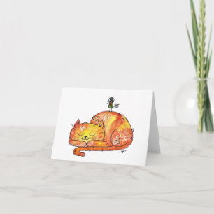 Cute Whimsical Sleeping Cat Card